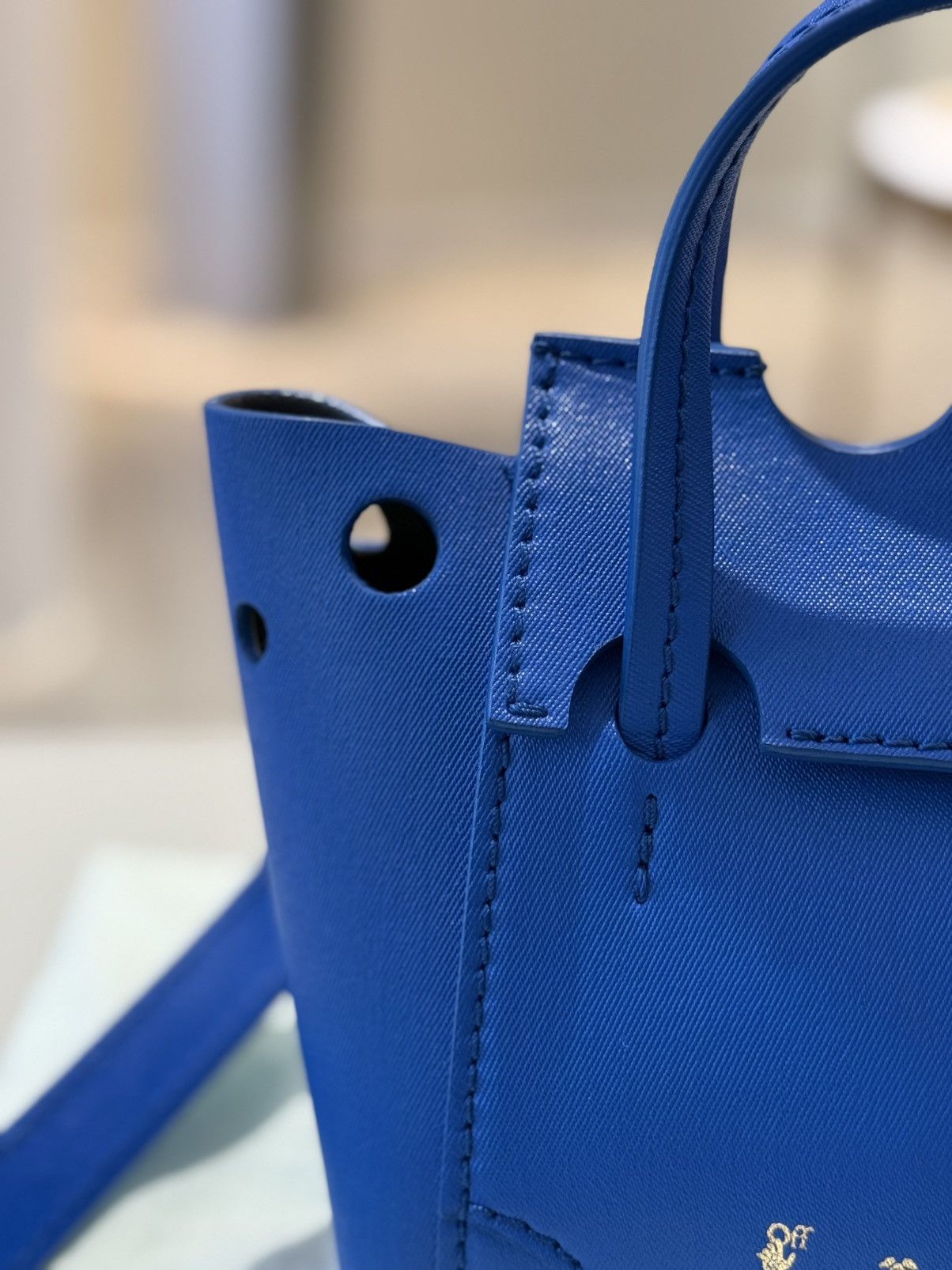 Off-White Off-White Burrow-16 Tote Bag Blue Leather Size ONE SIZE - 4 Thumbnail