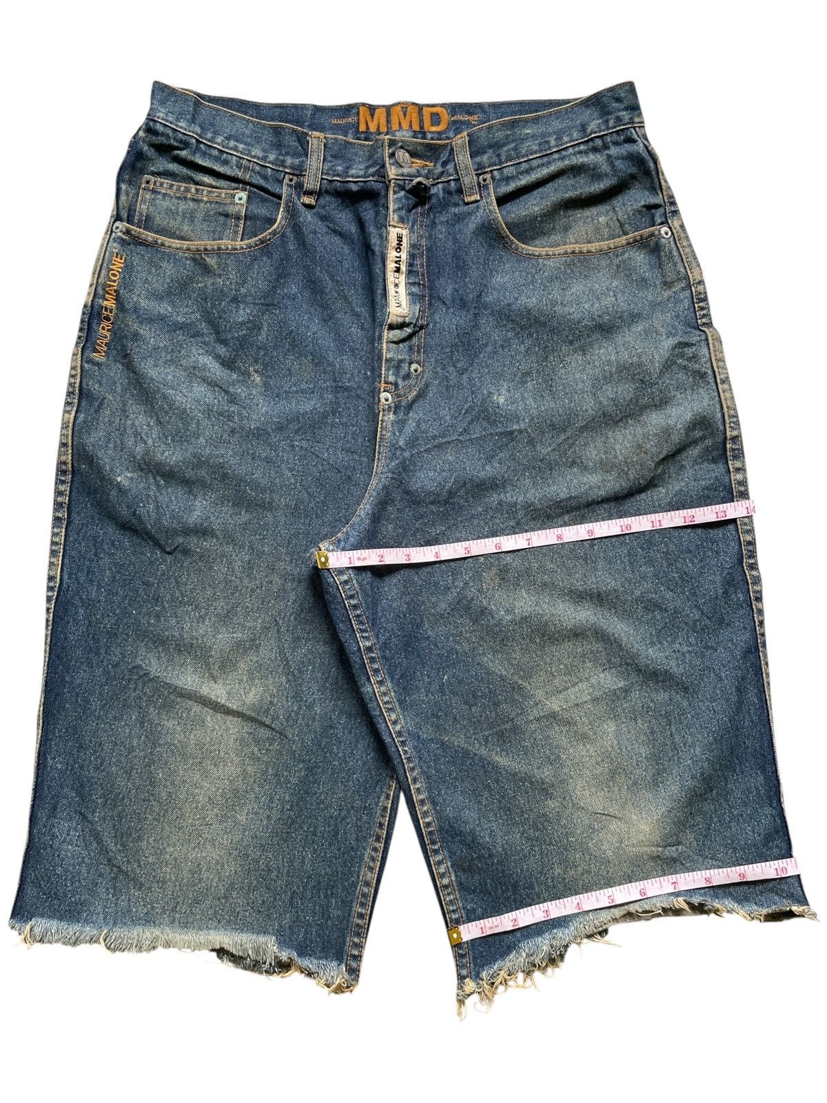 Japanese Brand Vintage Japanese Brand Mud Wash Distress Loose Jean Shorts Size US 34 / EU 50 - 16 Thumbnail