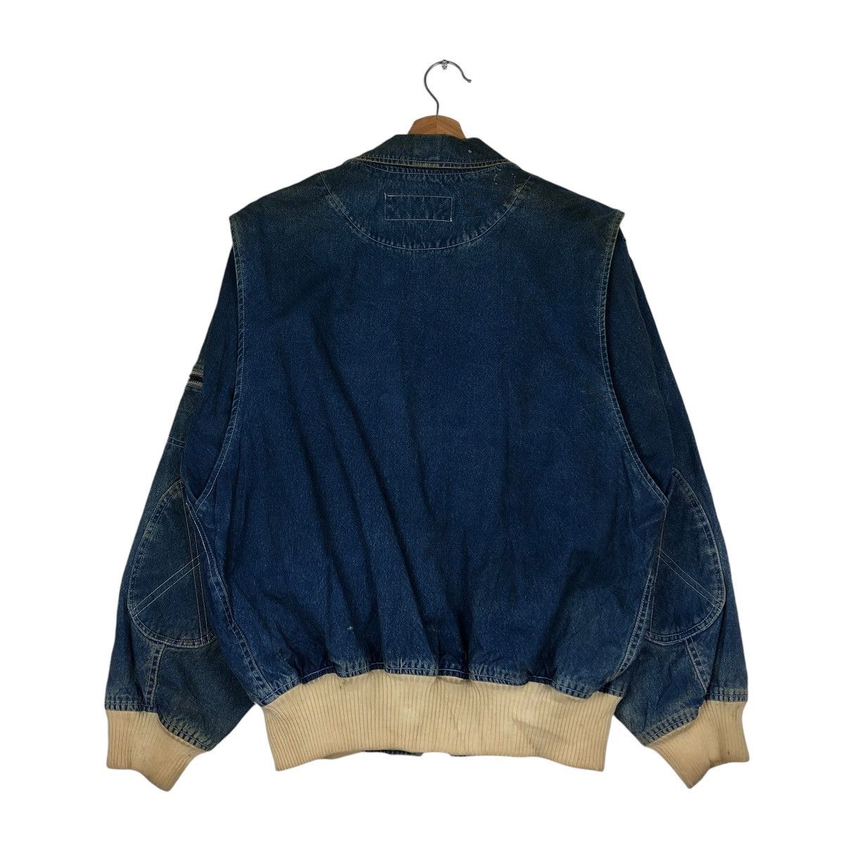 Japanese Brand 🔥VINTAGE BOMBER JACKET DENIM ZIG ZAG DOUBLE COLLAR Size US M / EU 48-50 / 2 - 10 Thumbnail