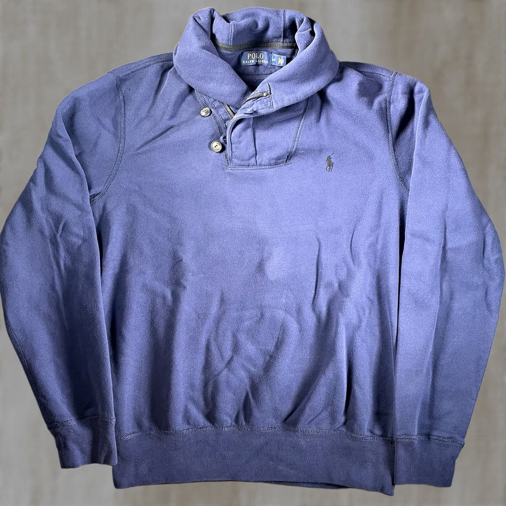 Polo Ralph Lauren Ralph Lauren Sweater Mens Large Rib Shawl Collar Loop Collar Pullover Blue Size US L / EU 52-54 / 3 - 1 Thumbnail