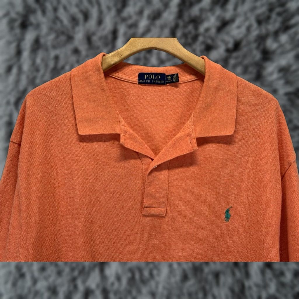 Polo Ralph Lauren Polo Ralph Lauren Polo Shirt Knit Big 3X Cotton Short Sleeve Collared Logo Orange Mens Size US XXL / EU 58 / 5 - 1 Thumbnail