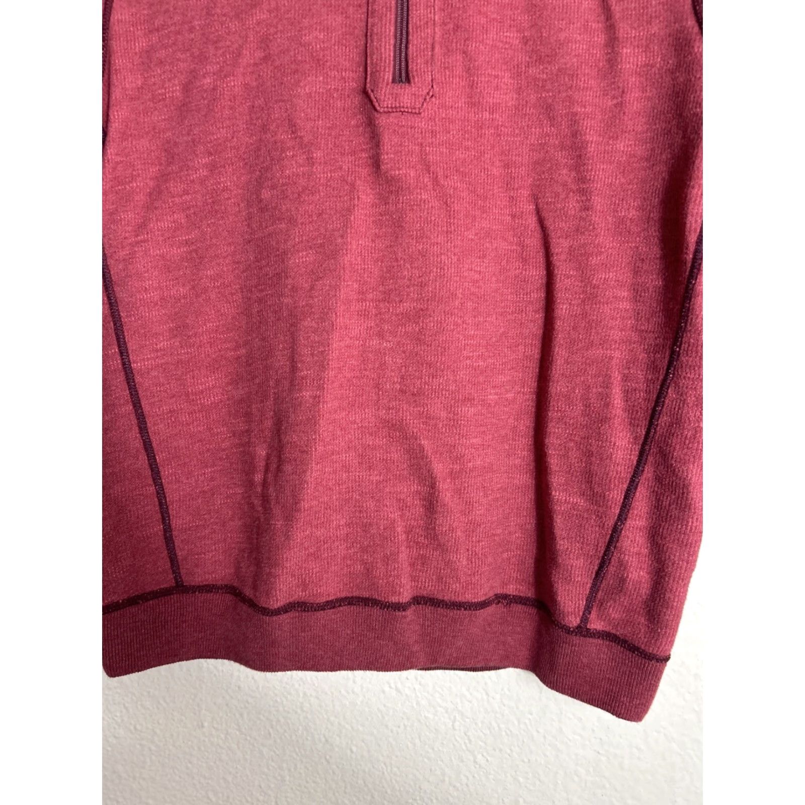 Tommy Bahama Tommy Bahama Sweater Men L Red Reversible Logo Mock Neck 1/4 Zip Pullover, Knit Cotton, Preppy, Casual, Logo Accents, Size L Size US L / EU 52-54 / 3 - 5 Thumbnail