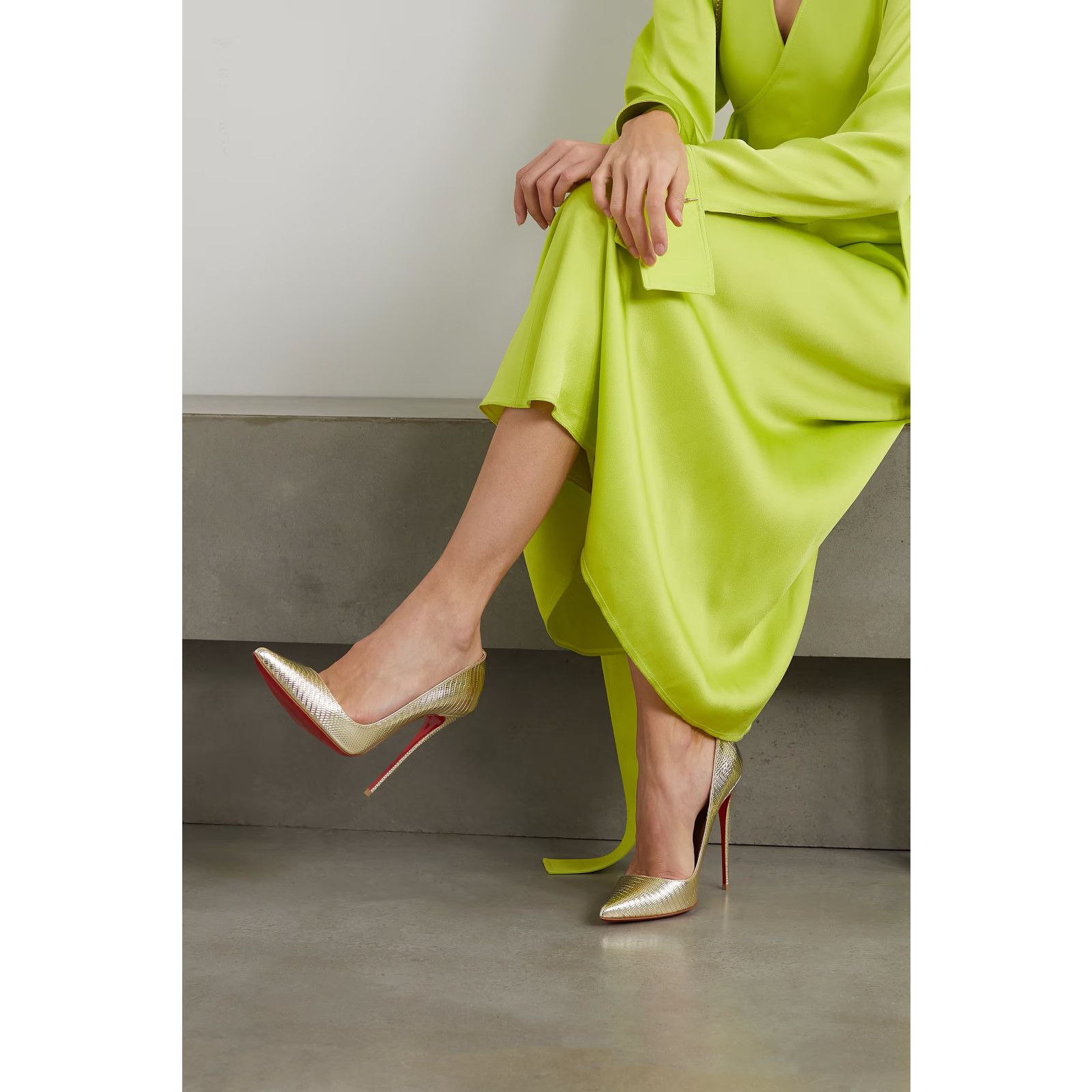 Christian Louboutin So Kate 120 Gold Lizard Lizzy Pointy Stiletto Heel Pump 37.5 Size US 7.5 / IT 37.5 - 3 Thumbnail