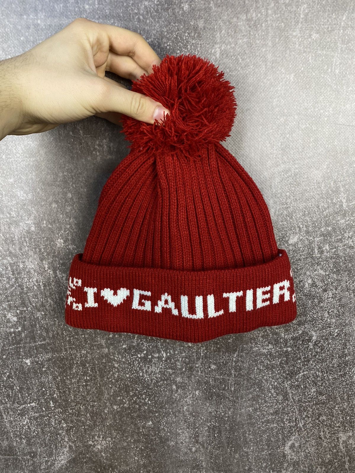 Designer × Jean Paul Gaultier × Vintage Vintage Red Winter Beanie Cap Hat Jean Paul Gaultier Logo Size ONE SIZE - 1 Thumbnail