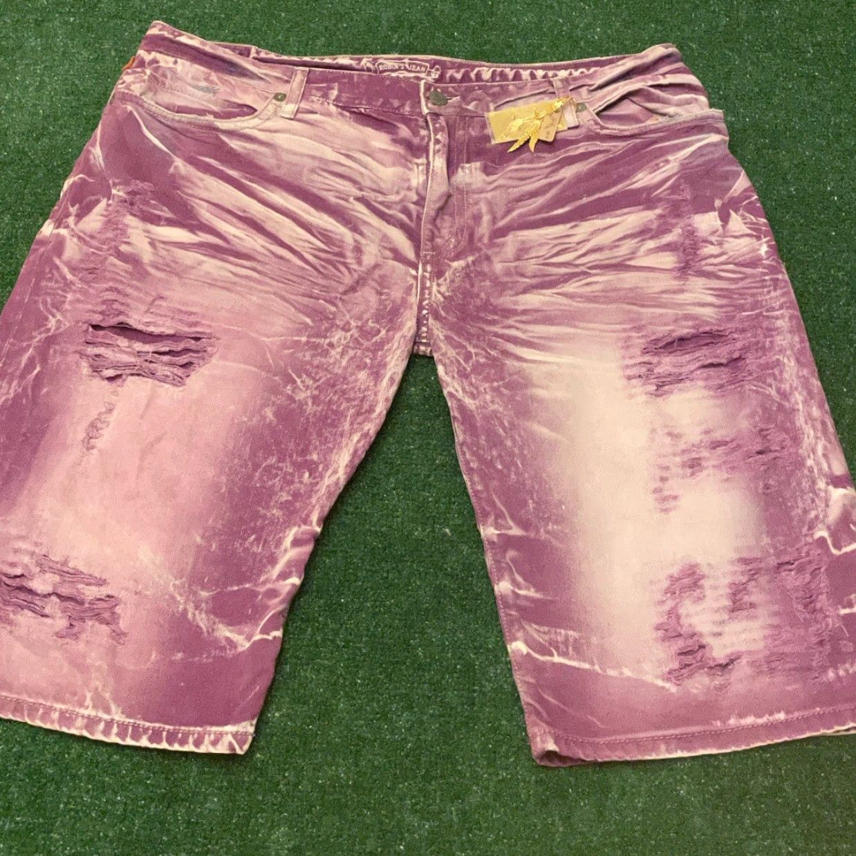 Vintage VINTAGE Robin's Jean Men Purple Distressed Acid Wash Diamond Wing Pockets Shorts Sz 44 (Regular) Size US 44 / EU 60 - 2 Thumbnail