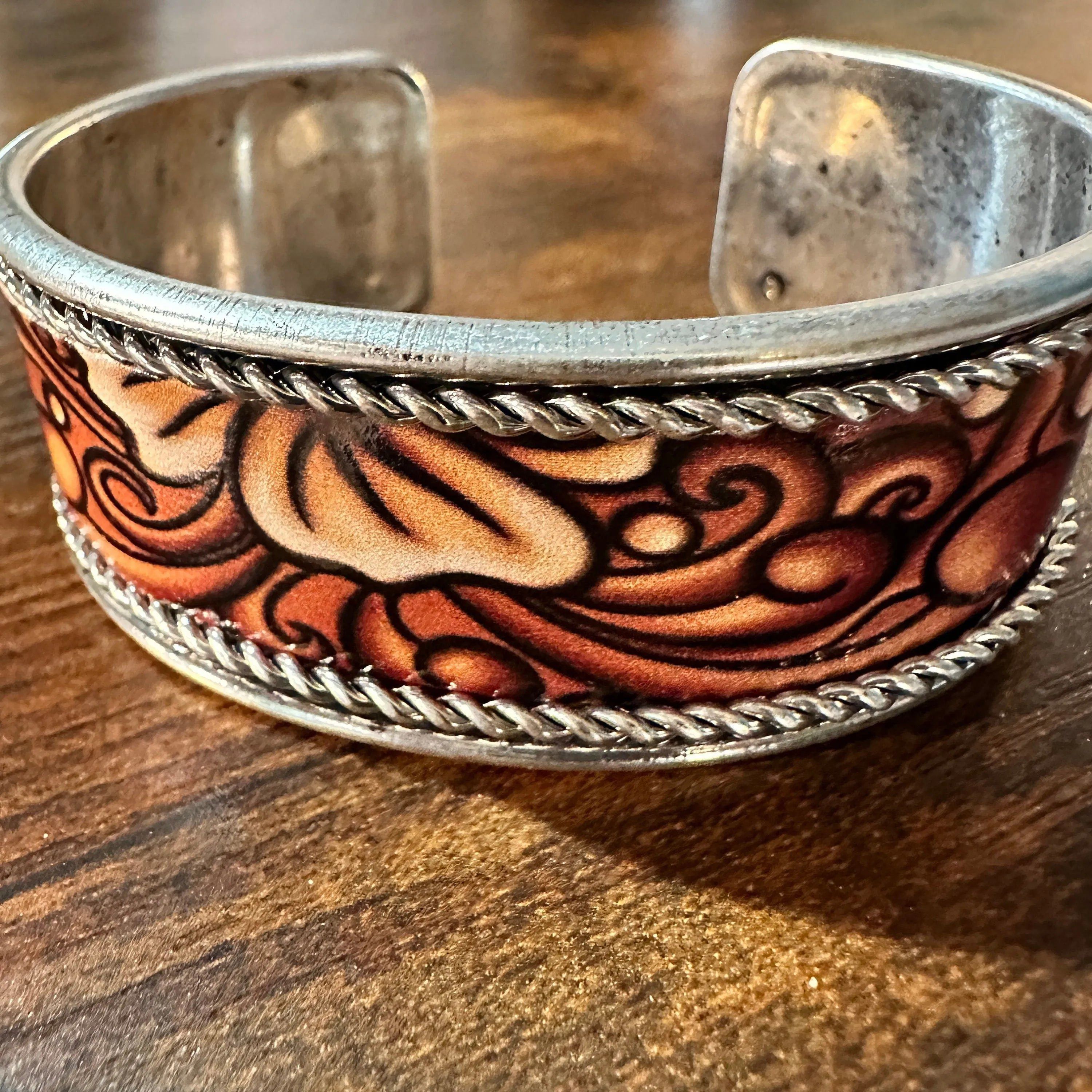 Other Handcrafted Boho Western Floral Scroll Lace Wide Cuff Bracel Size ONE SIZE - 3 Thumbnail