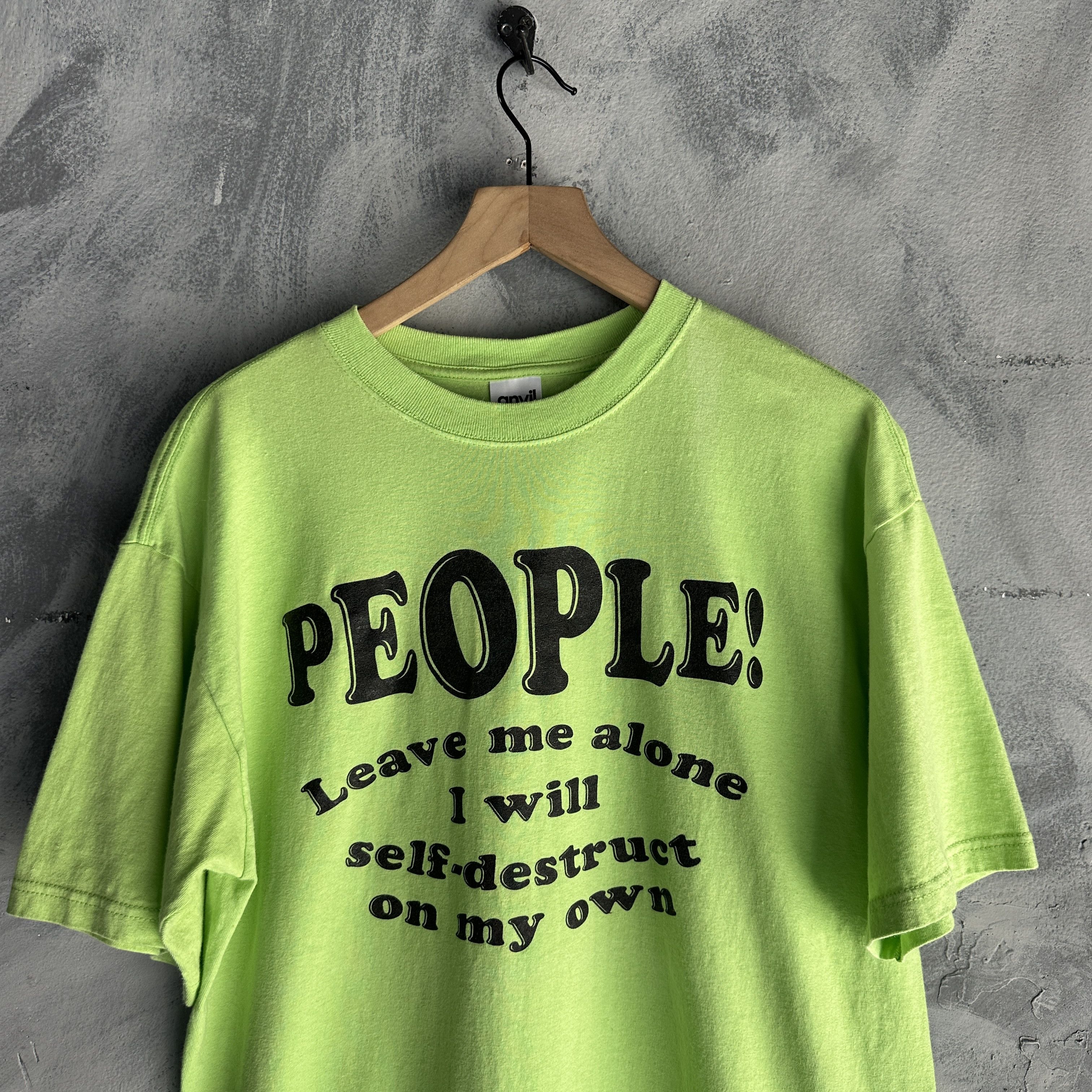 Other Vintage Funny T Shirt Mens Large "People Leave Me Alone" 90s Size US L / EU 52-54 / 3 - 2 Thumbnail