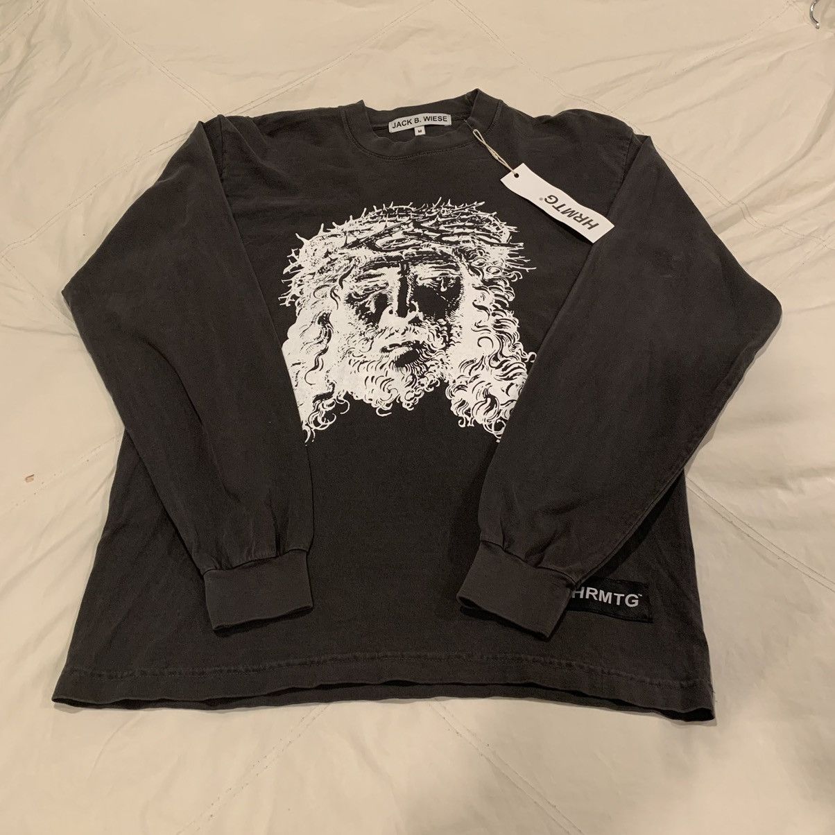 image of Hrmtg X Jack B Wiese Gesù T Shirt Black Deadstock in Grey, Men's (Size Medium)