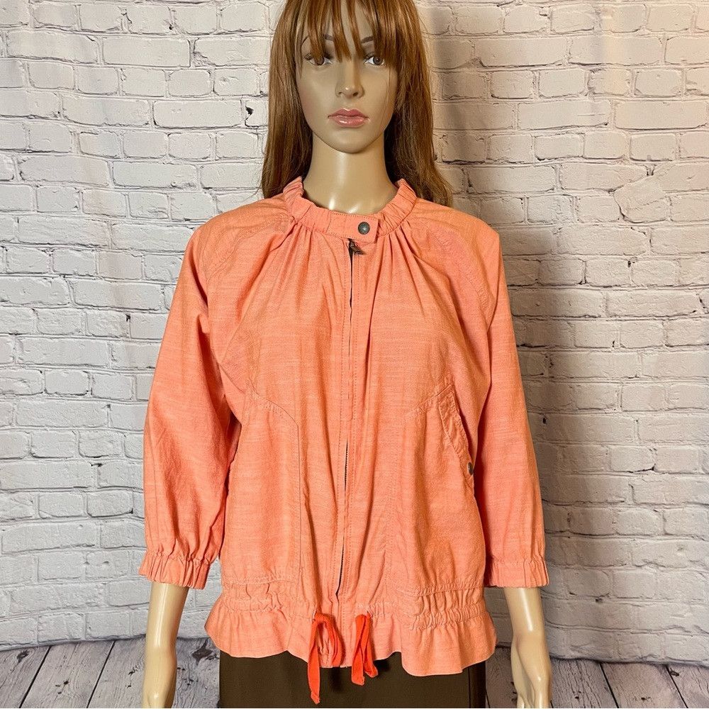 Eddie Bauer Eddie Bauer Orange Cotton Front Zip 3/4 Sleeve Light Jacket Size L / US 10 / IT 46 - 1 Thumbnail