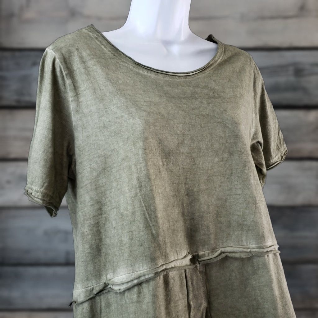Vintage Pretty Angel Womens Top Size S Solid Green Short Sleeve Linen Blend Shirt Size S / US 4 / IT 40 - 1 Thumbnail