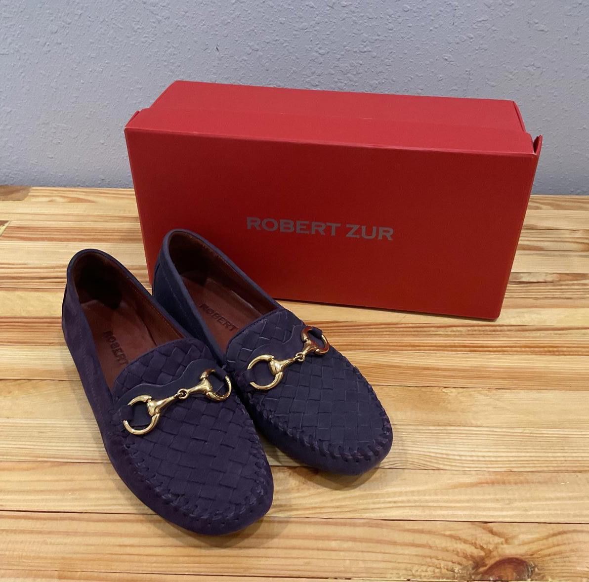 Designer Robert Zur Purple and Gold Loafers Size US 7.5 / IT 37.5 - 2 Thumbnail
