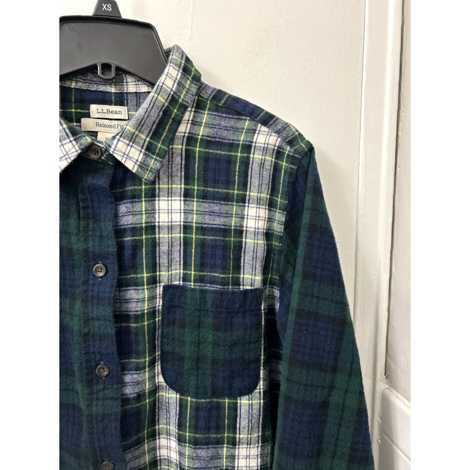 Vintage VINTAGE this item is not; LL Bean Flannel Shirt Womens M Green Scotch Plaid Button Down Pocket L/S 505158 Size M / US 6-8 / IT 42-44 - 4 Thumbnail
