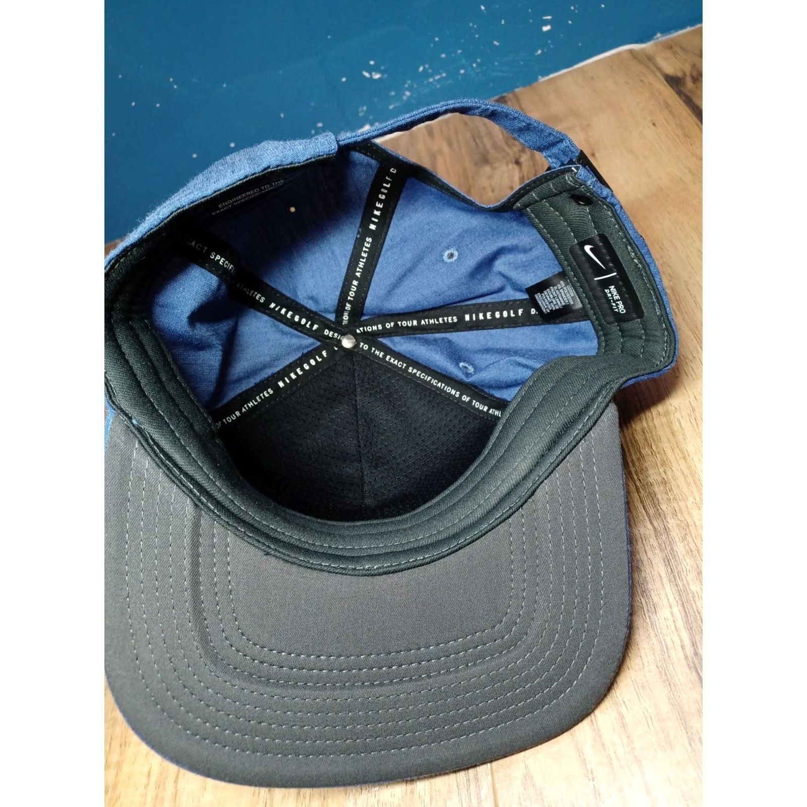 Nike VINTAGE Nike Hat Strapback Cap Dri Fit Blue Engineered Performance Size ONE SIZE - 5 Thumbnail