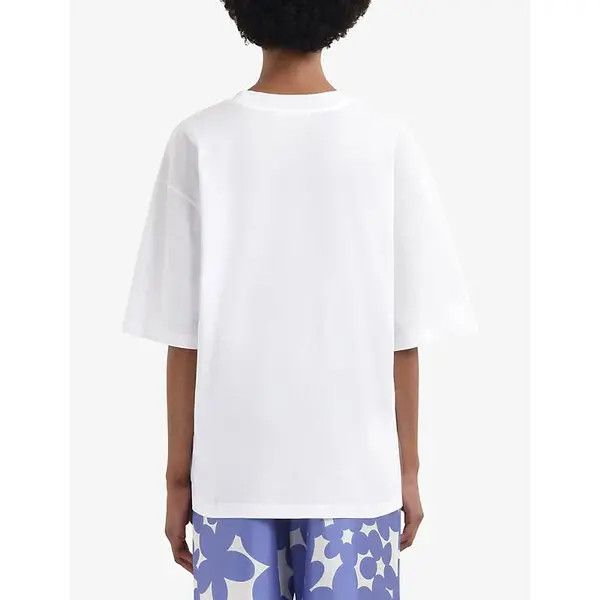 Marni o1w1db10426 Logo-Print Relaxed Cotton T-Shirt in White Size S / US 4 / IT 40 - 3 Thumbnail