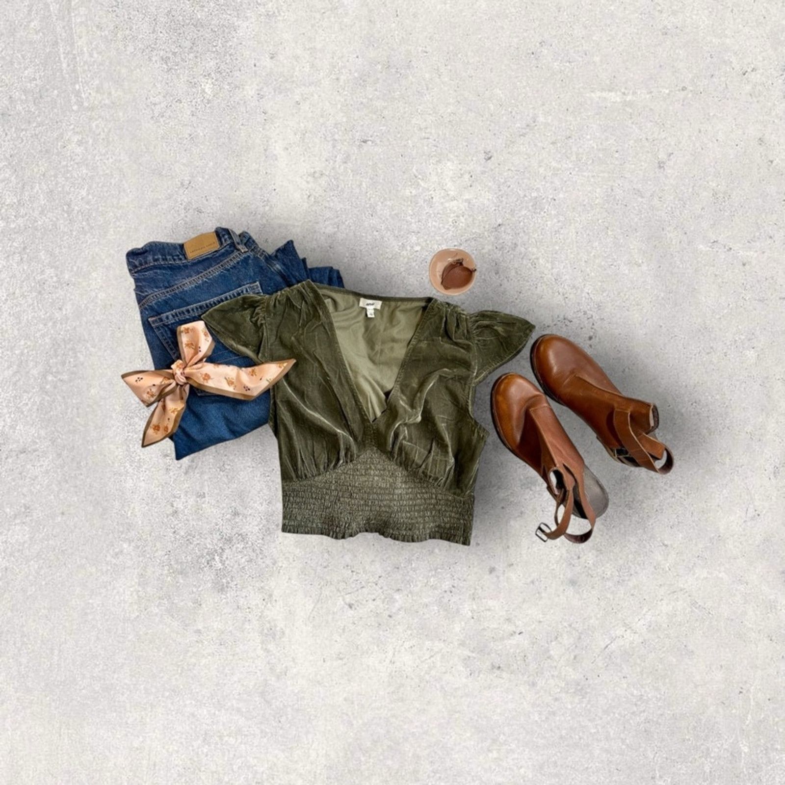 Anthropologie Aerie Olive Green Crop Top Size XS / US 0-2 / IT 36-38 - 3 Thumbnail