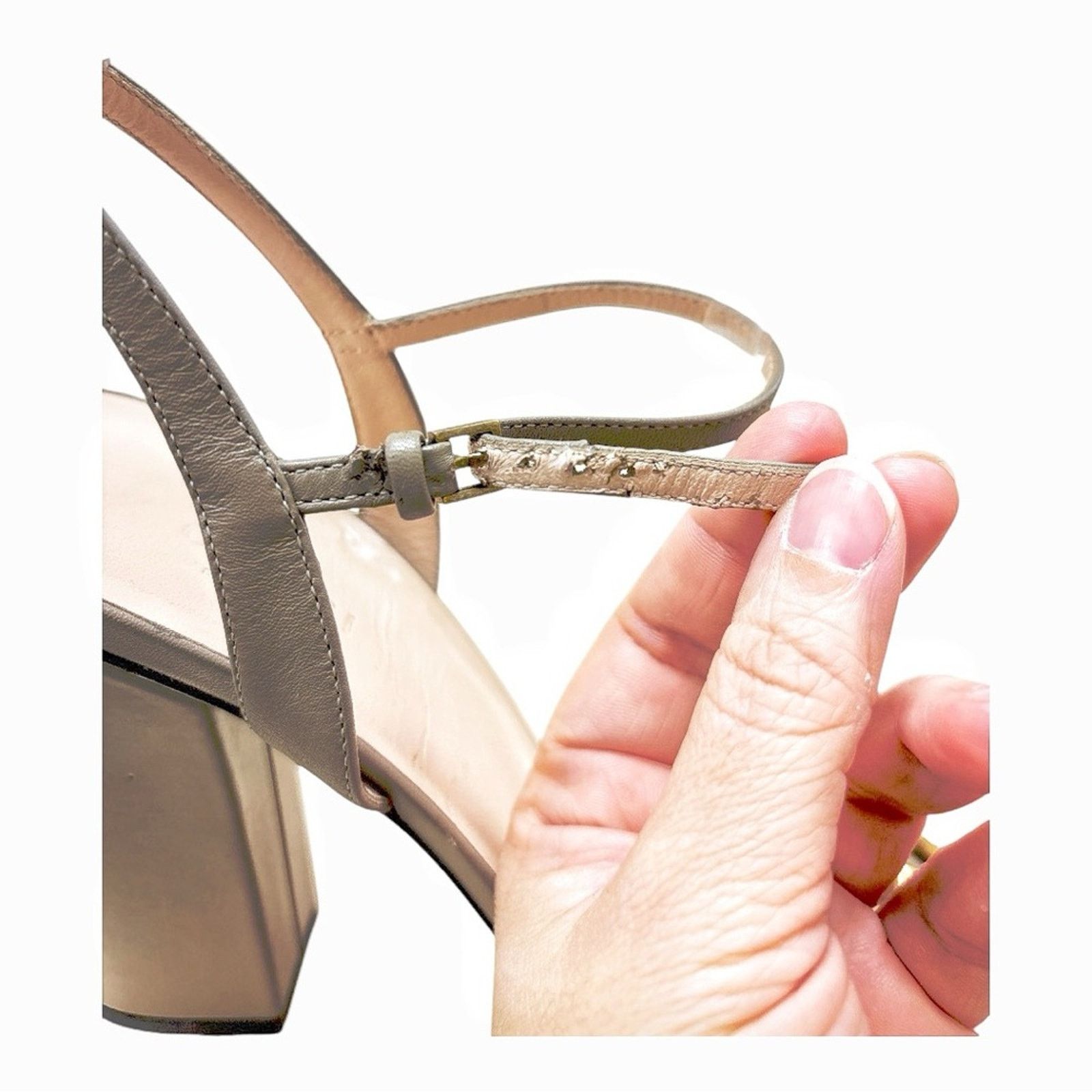 Gucci GUCCI GG Block Heel Sandal EU 39.5 US 9.5 Taupe Leather Size US 9.5 / IT 39.5 - 13 Thumbnail