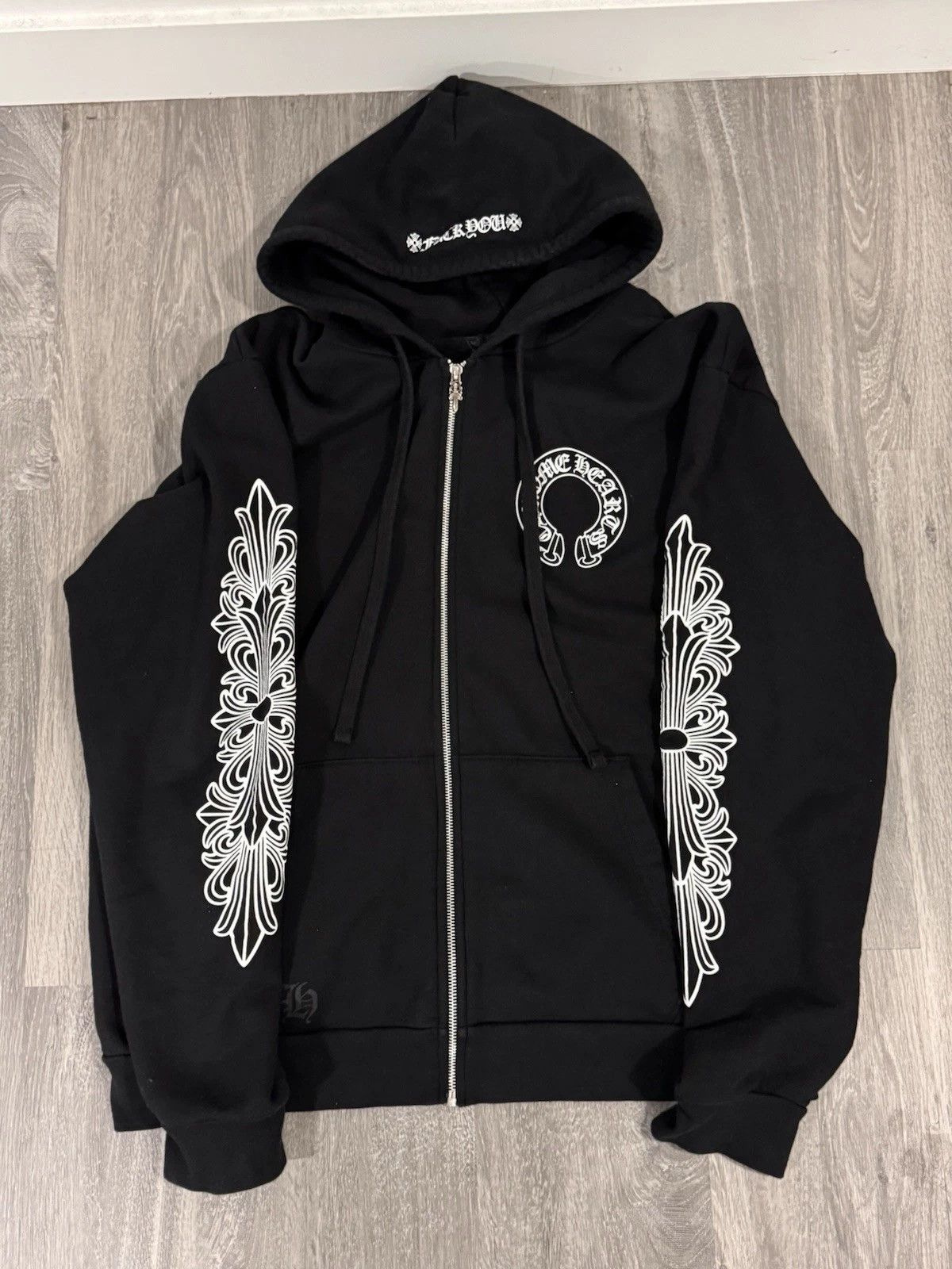 Chrome Hearts Horseshoe Floral Zip Up Hoodie | Grailed