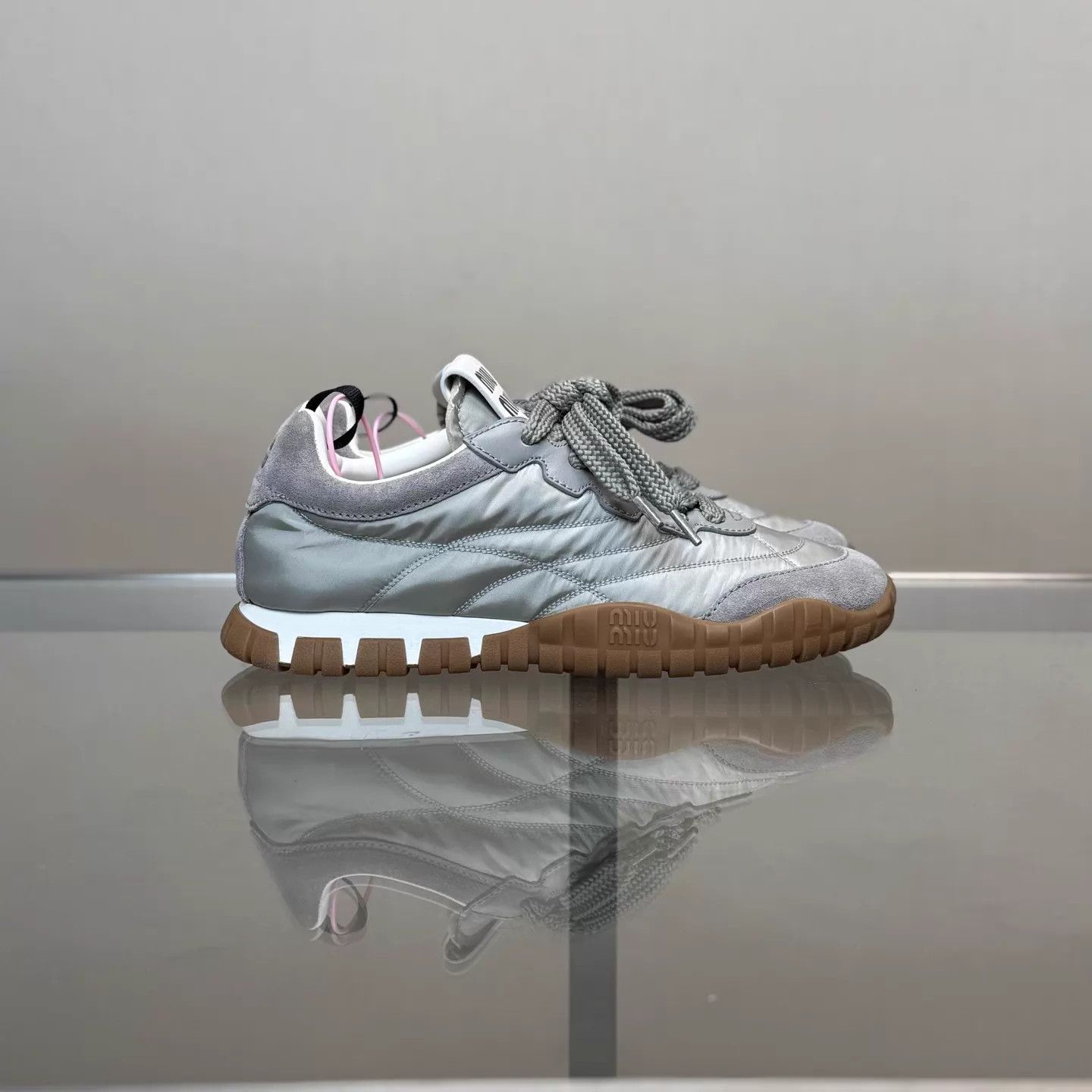 Miu Miu MIU MIU 26SS Tyre Cloud Gray Biscuit Trainer 36 Size US 5.5 / IT 35.5 - 3 Thumbnail