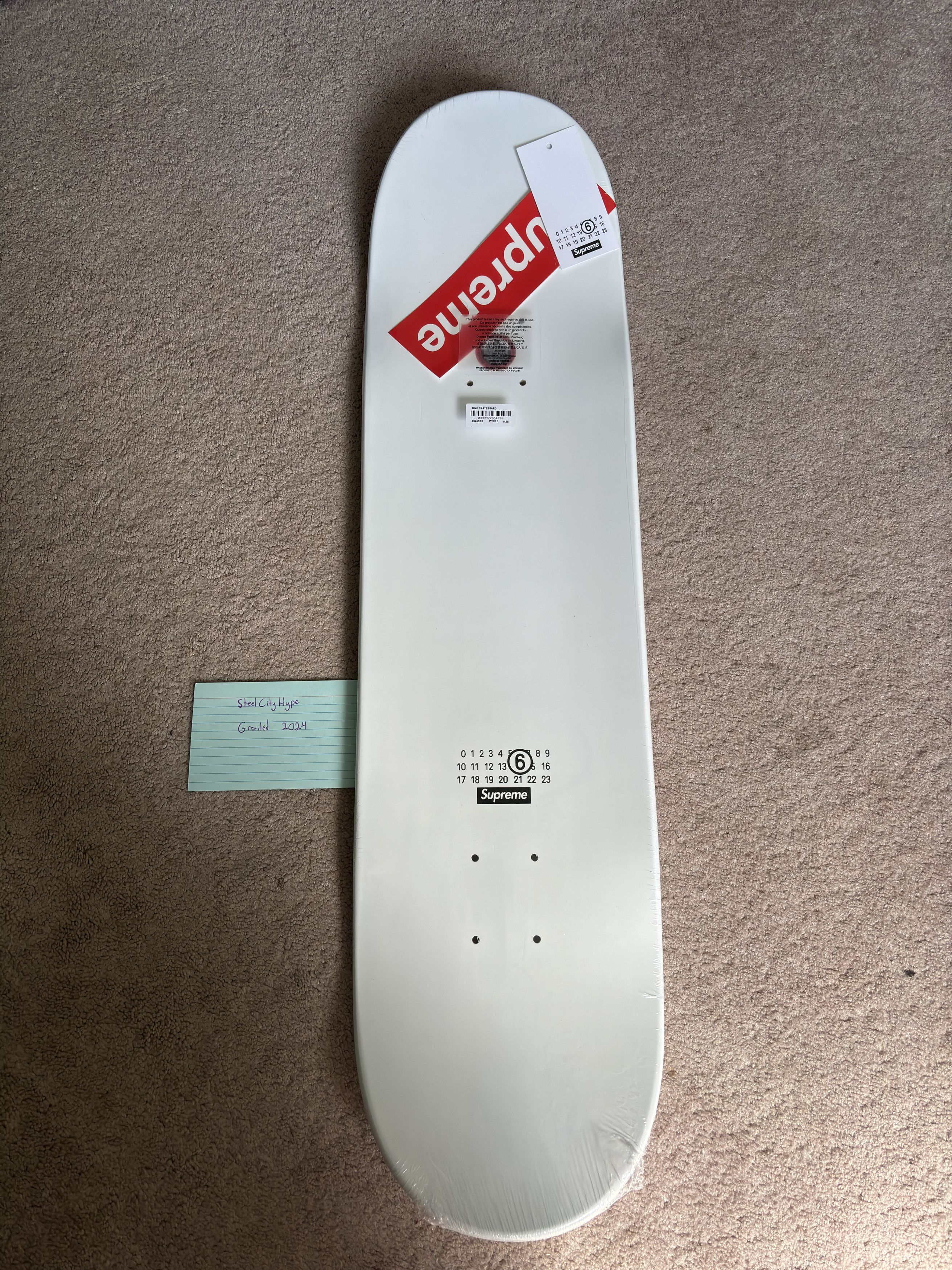 image of Mm6 Maison Margiela Skateboard Deck in White, Men's