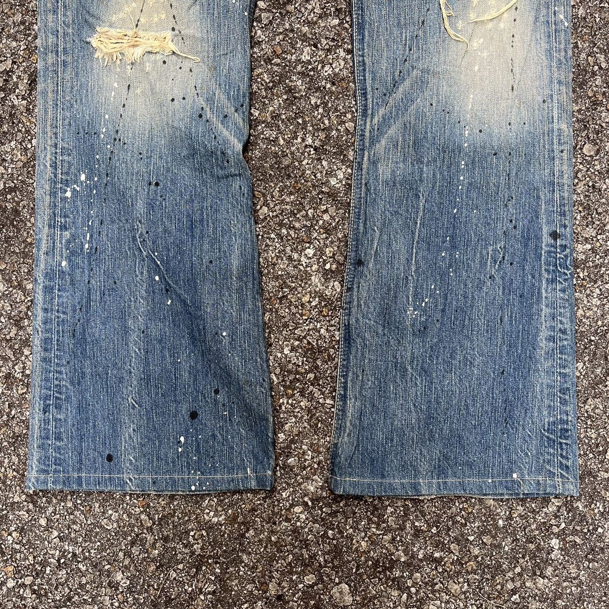 Hysteric Glamour Flare Jeans Vintage Paint Mudwash Distressed Edwin Blue Trip Size US 31 - 3 Thumbnail