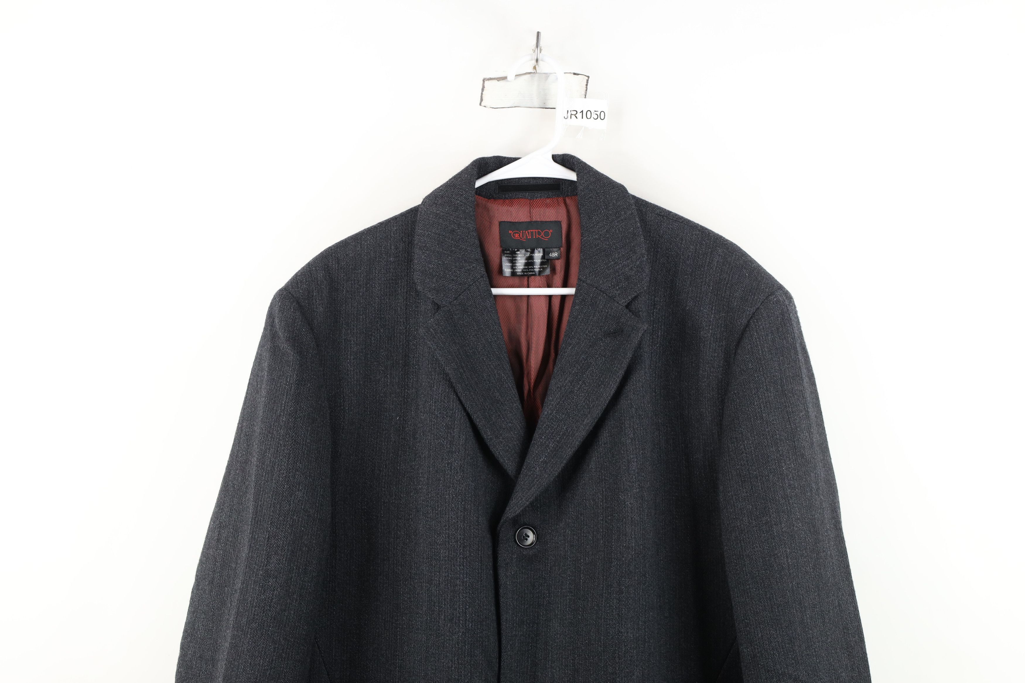Vintage Vintage 90s Streetwear Tweed Button Overcoat Jacket Gray Size US XXL / EU 58 / 5 - 2 Thumbnail