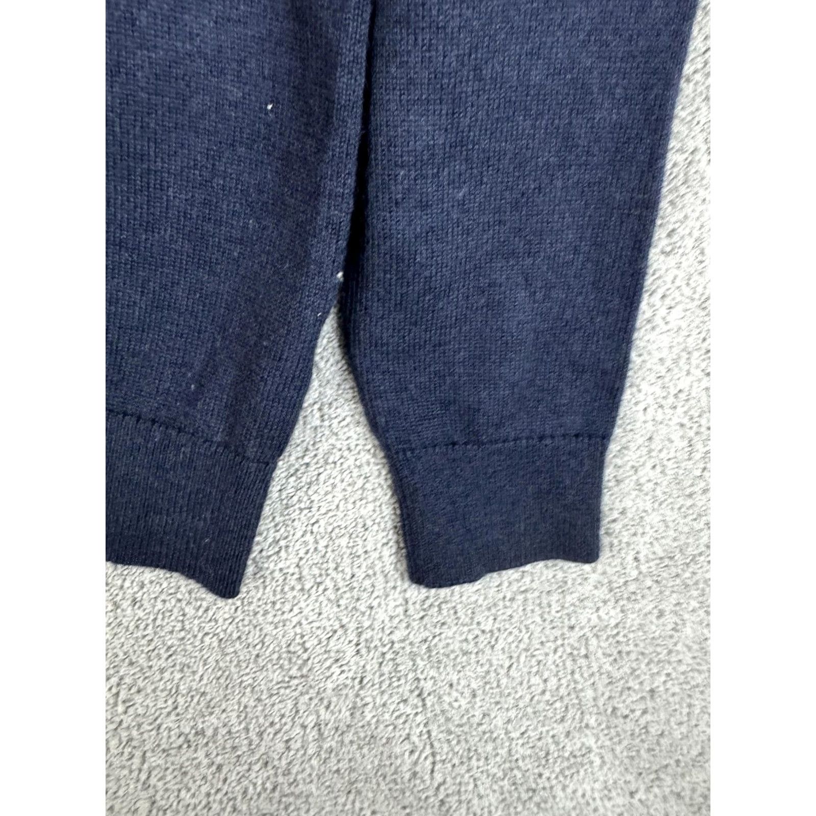 Vintage LL Bean Sweater Mens Medium Navy Merino Wool Quarter Zip Mock Neck Pullover Size US M / EU 48-50 / 2 - 2 Thumbnail