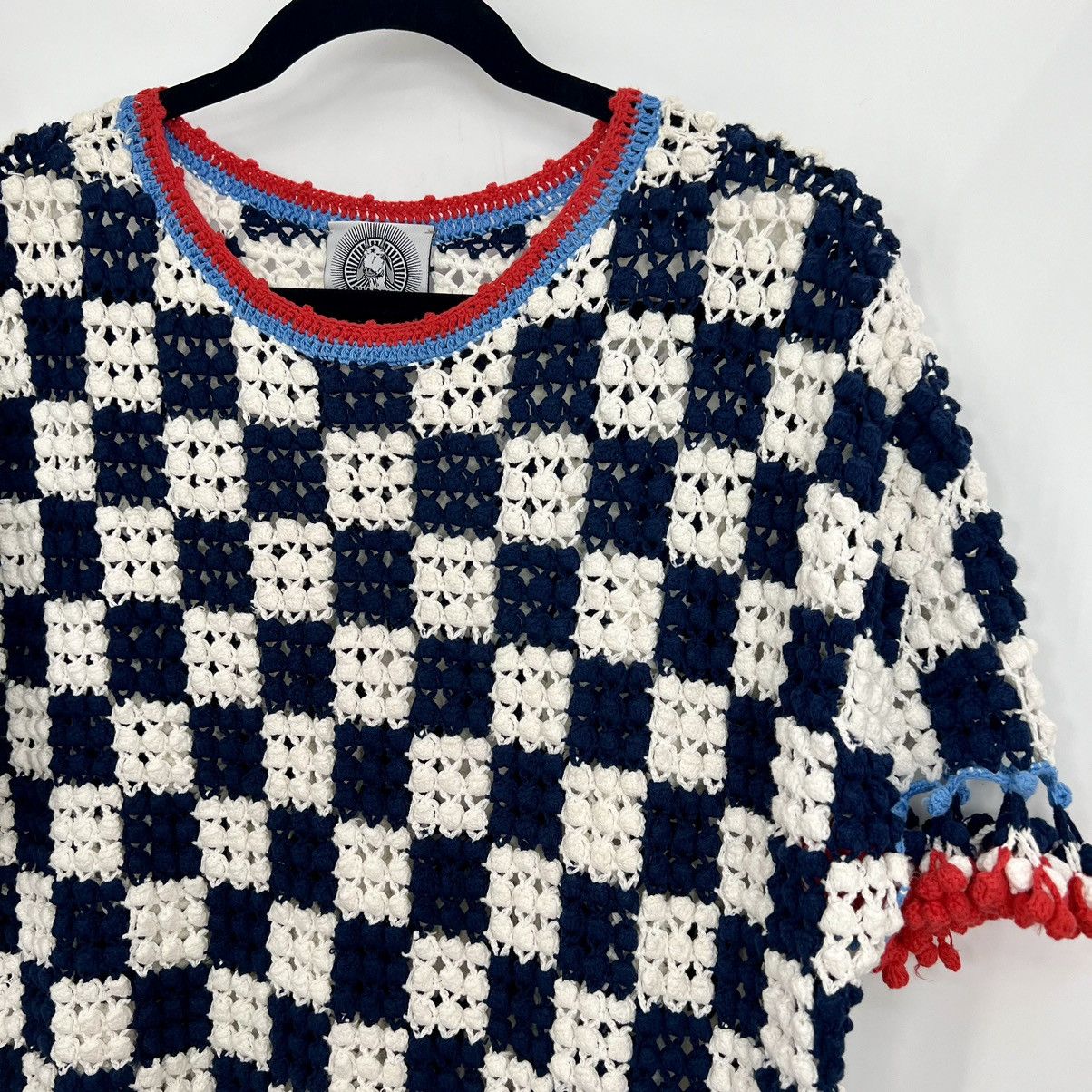 Designer Happy Sheep Handmade Knit Short Sleeve Pullover Sweater Size XS / US 0-2 / IT 36-38 - 5 Thumbnail
