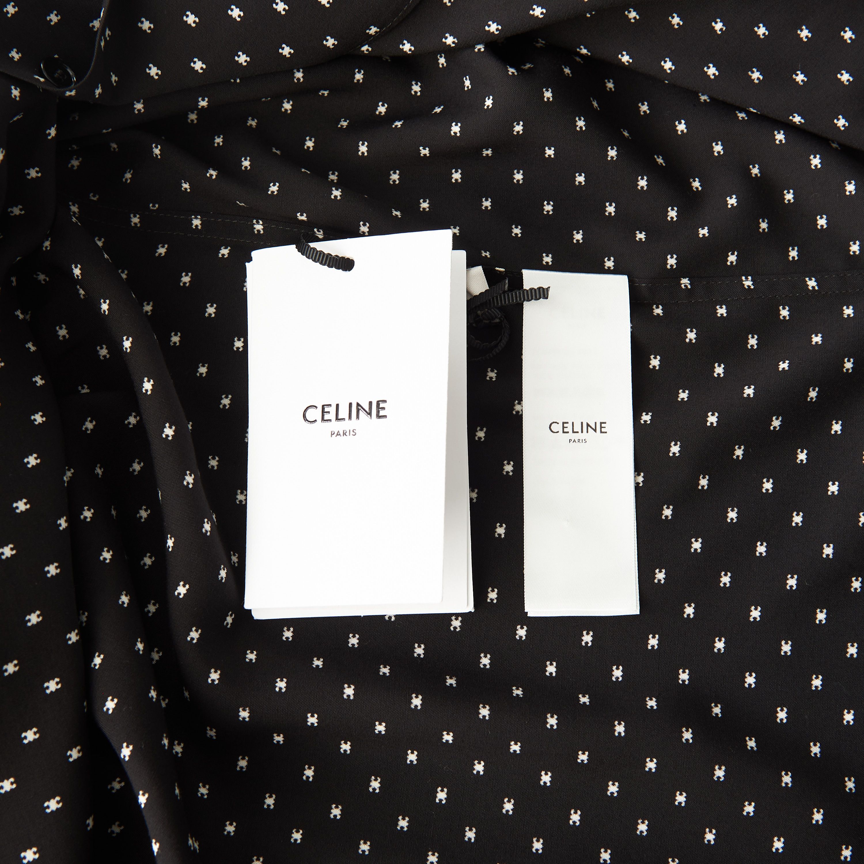 Celine Loose Hawaiian Shirt - Micro Triomphe Print Viscose Size US L / EU 52-54 / 3 - 8 Thumbnail