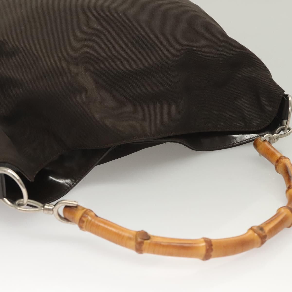 Gucci GUCCI Bamboo Hand Bag Nylon Brown Silver 001 1553 001 1553 Size ONE SIZE - 7 Thumbnail