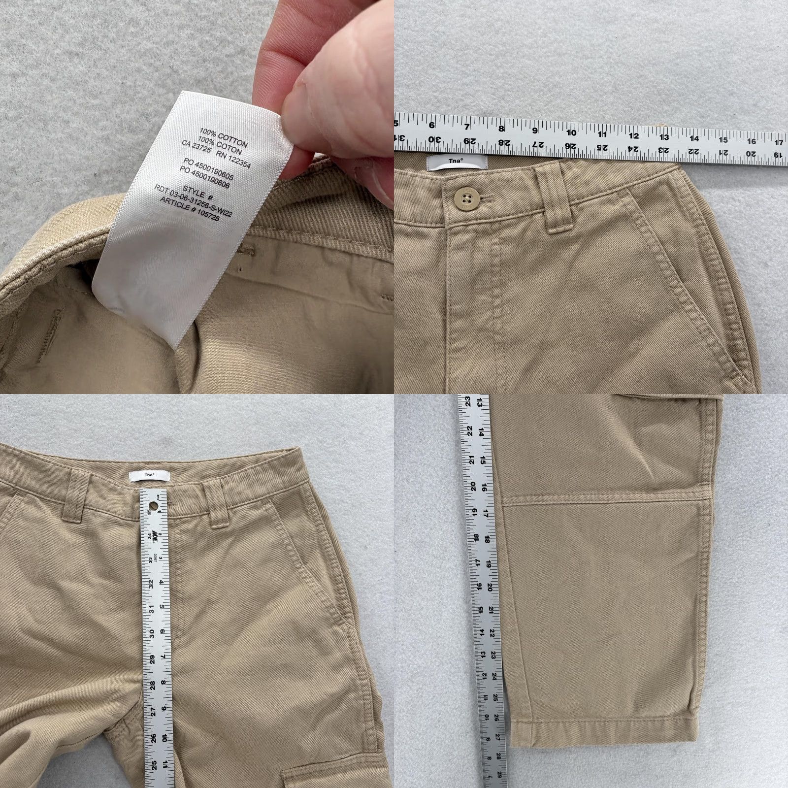 TNA Aritzia Tna Cargo Pants Womens 2 Beige Cotton Twill Straight Leg Utility Colonel Size 26" / US 2 / IT 38 - 8 Thumbnail