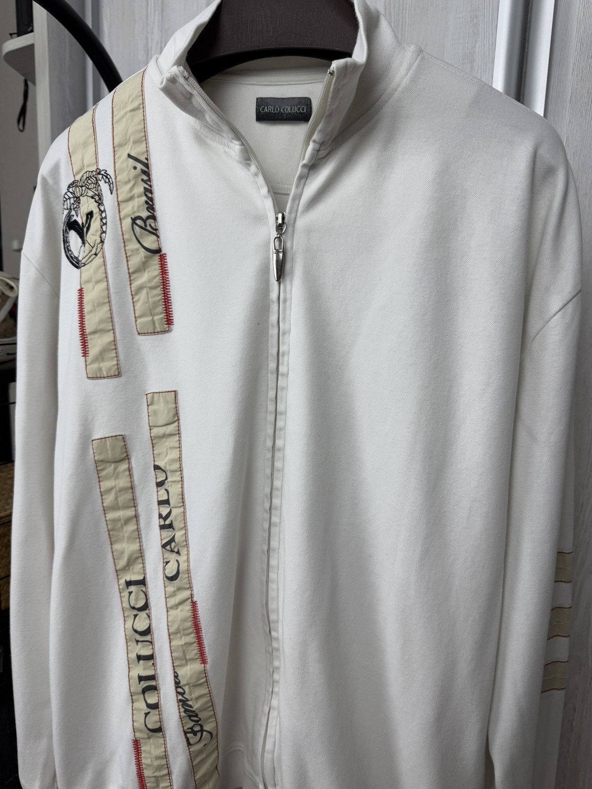 Carlo Colucci Carlo Colucci vintage white full double zip big logo sweater Size US XXL / EU 58 / 5 - 8 Thumbnail