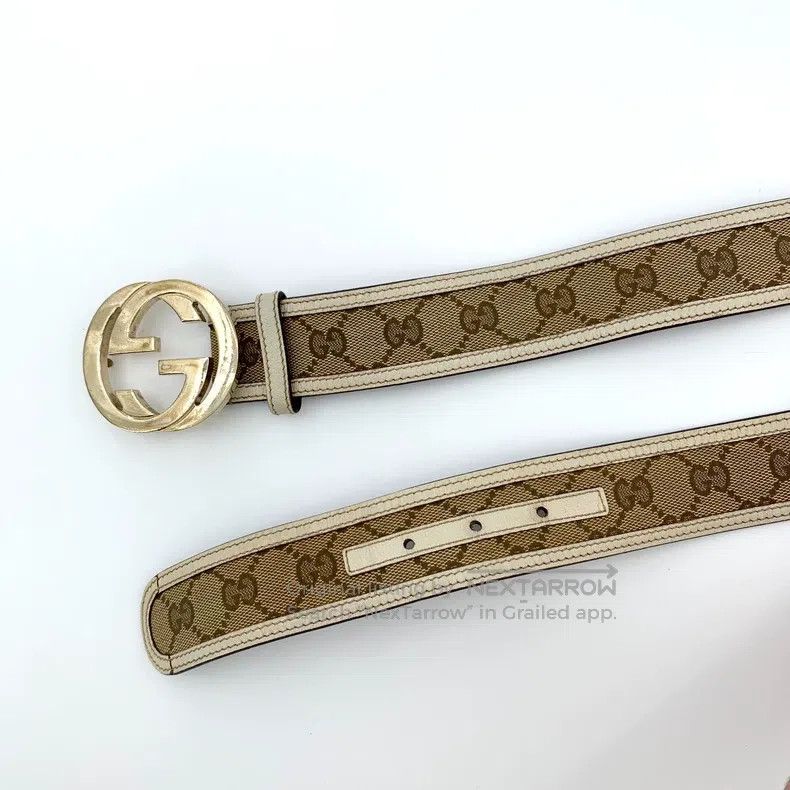 Gucci Gucci Brown logo jacquard full print smooth buckle belt Size ONE SIZE - 4 Thumbnail
