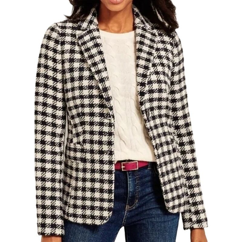 Plus Petite NWT 14WP Confetti Navy White Checkered Blazer