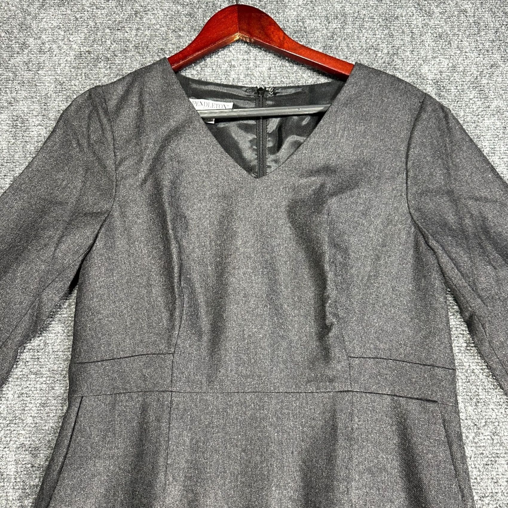 Pendleton Pendleton Dress Womens 8P Gray Wool Midi Shift 3/4 Sleeve Lined Zip Back Vintage No Size M / US 6-8 / IT 42-44 - 3 Thumbnail