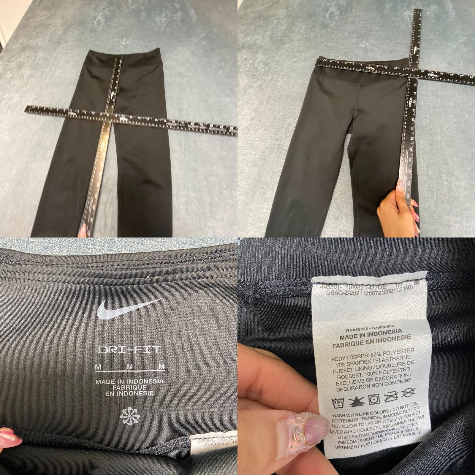 Nike Nike Leggings Womens Medium Black Swoosh Logo Stretch High Waist Performance Size 32" / US 10 / IT 46 - 8 Thumbnail