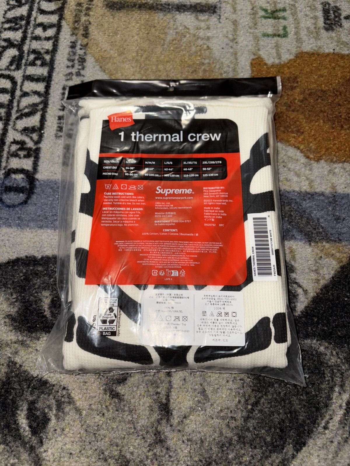 Hanes × Supreme Supreme Hanes Bones Skeleton Thermal Crew (1 Pack) Natural Size US XL / EU 56 / 4 - 2 Thumbnail