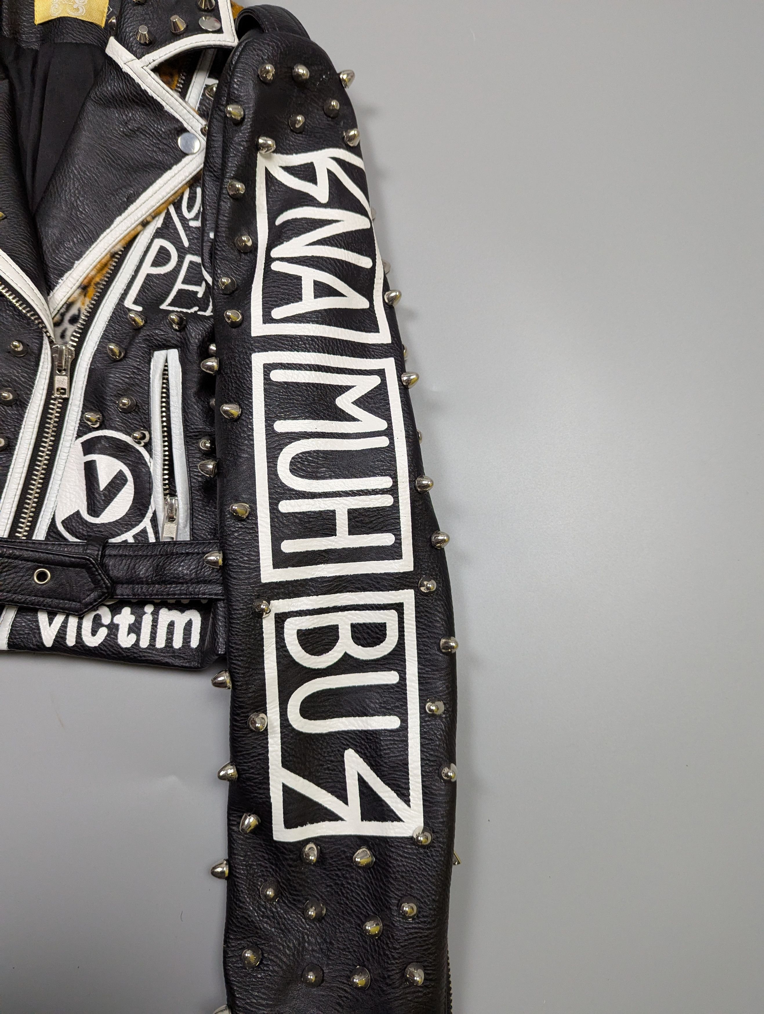 Hysteric Glamour Y2K Punk Rock Studded Graffiti Jacket Biker Leather Style Size M / US 6-8 / IT 42-44 - 9 Thumbnail