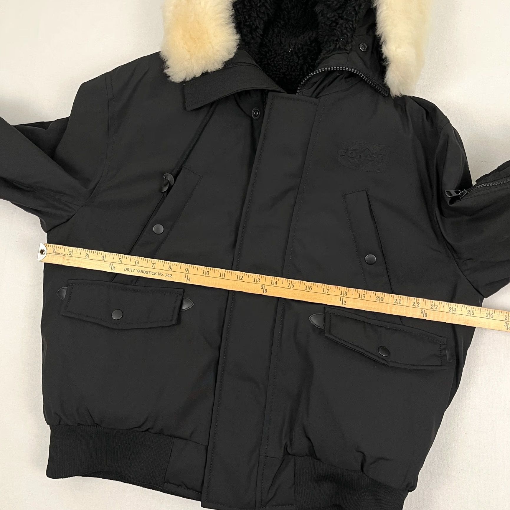 Coach Coach Jacket Parka Mens M Black Hooded Short Parka Puffer Shearling Lined Coat Casual, Travel, Workwear Logo Zipper Embroidered Wool? No. Size US 31 - 6 Thumbnail