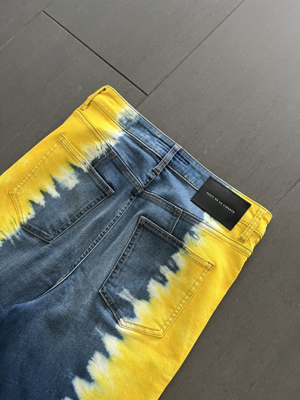 Cout de la Liberte Super Flared Bell Bottom Split Tie-Dye Denim Jeans Size US 30 / EU 46 - 3 Thumbnail