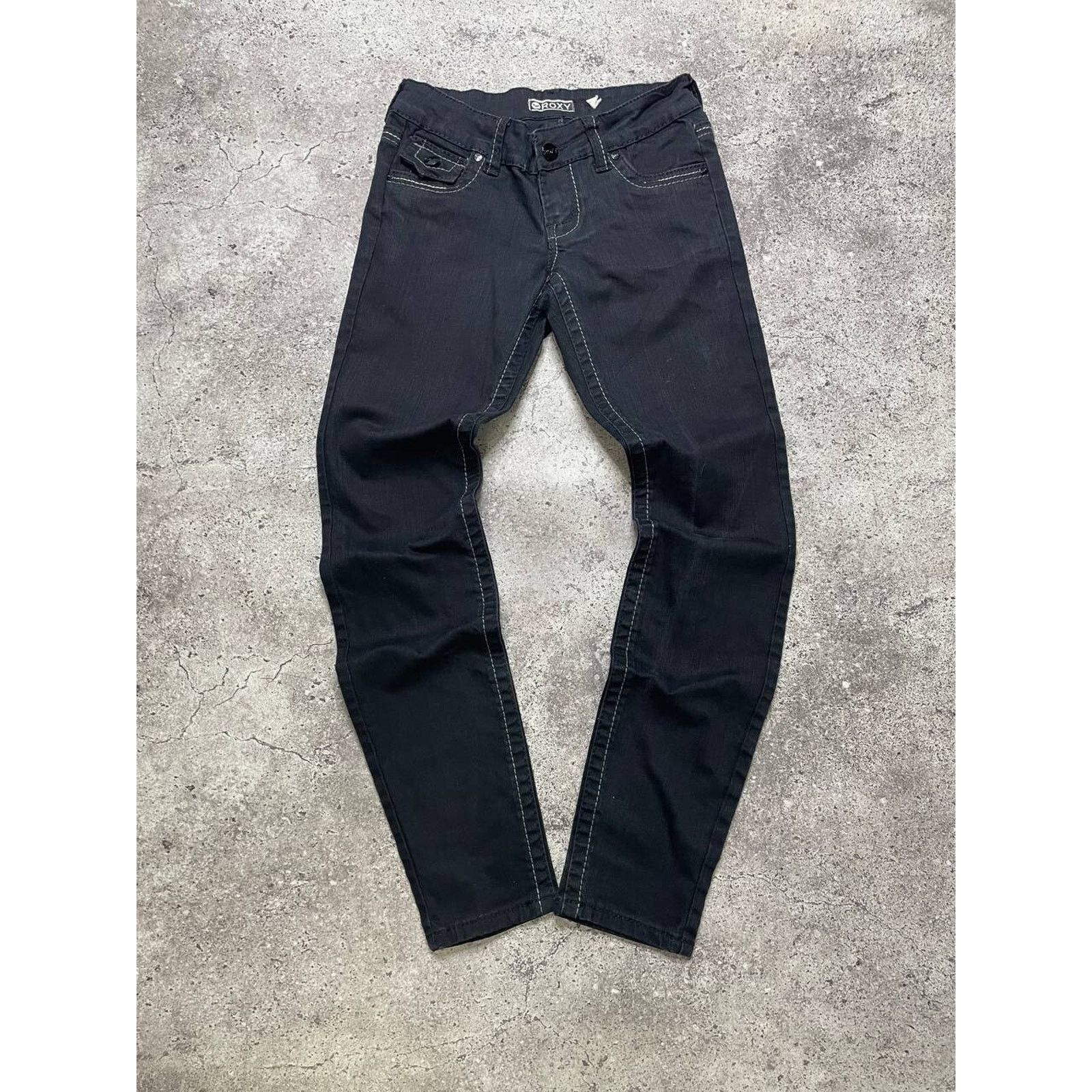 Vintage Vintage Roxy Black Skinny Jeans Size S Low Rise Y2K Style Size 29" - 3 Thumbnail