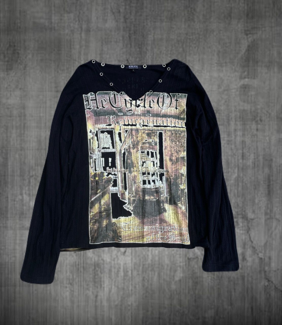 If Six Was Nine 2000s IN THE ATTIC Poem Reincarnation Long Sleeve Tee Vkei Size US S / EU 44-46 / 1 - 1 Thumbnail
