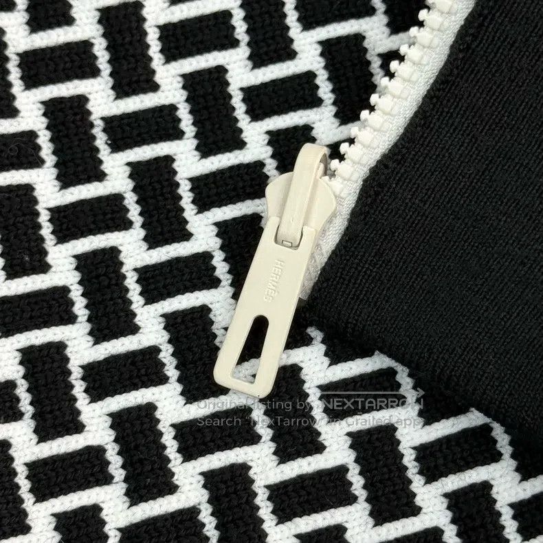 Other Hermes Black and White Zip Wool Cardigan Size XS / US 0-2 / IT 36-38 - 7 Thumbnail