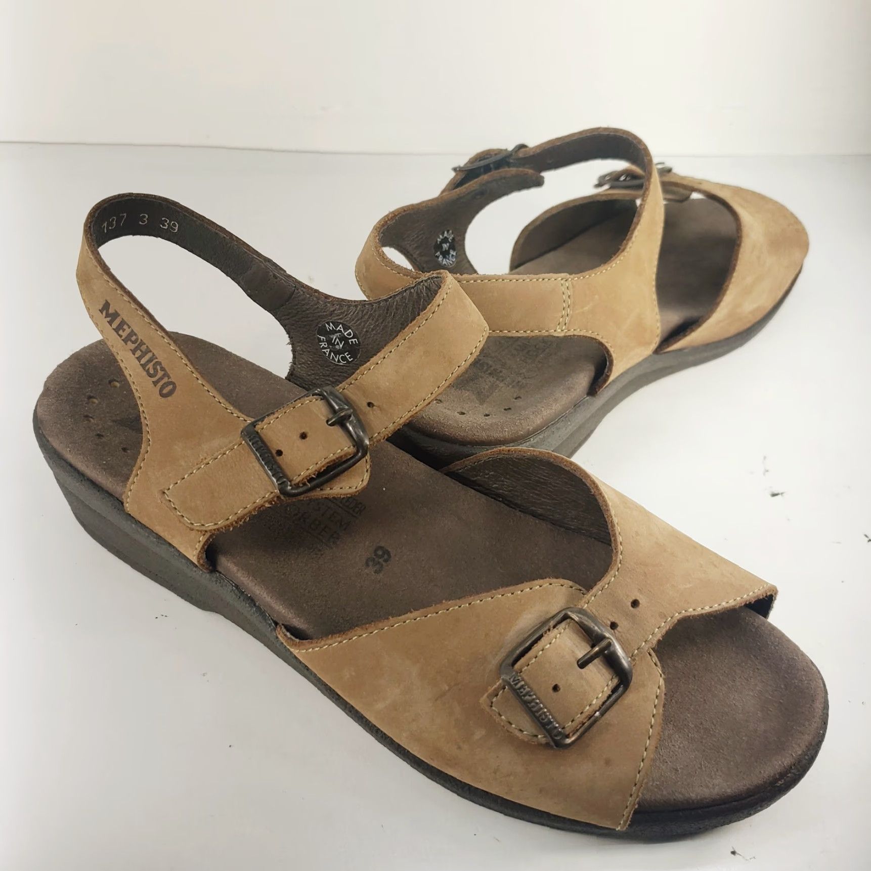 Mephisto Mephisto Sandals Suede Women's 8M EU 39 Brown Wedge Strappy Adjustable Arch Support Cushioned Breathable Size US 8 / IT 38 - 2 Thumbnail