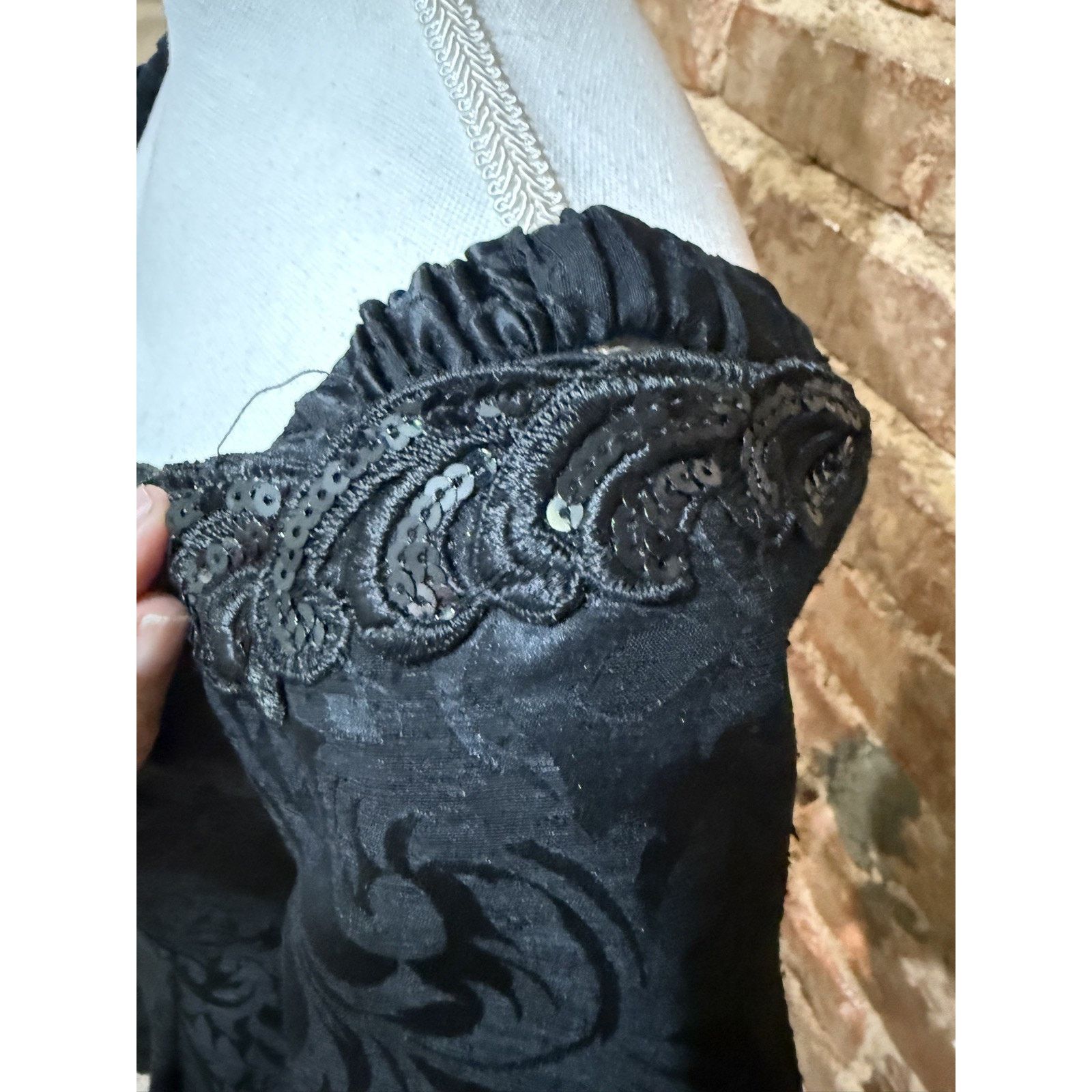 VTG Scott McClintock black Brocade Bodice midi party dress