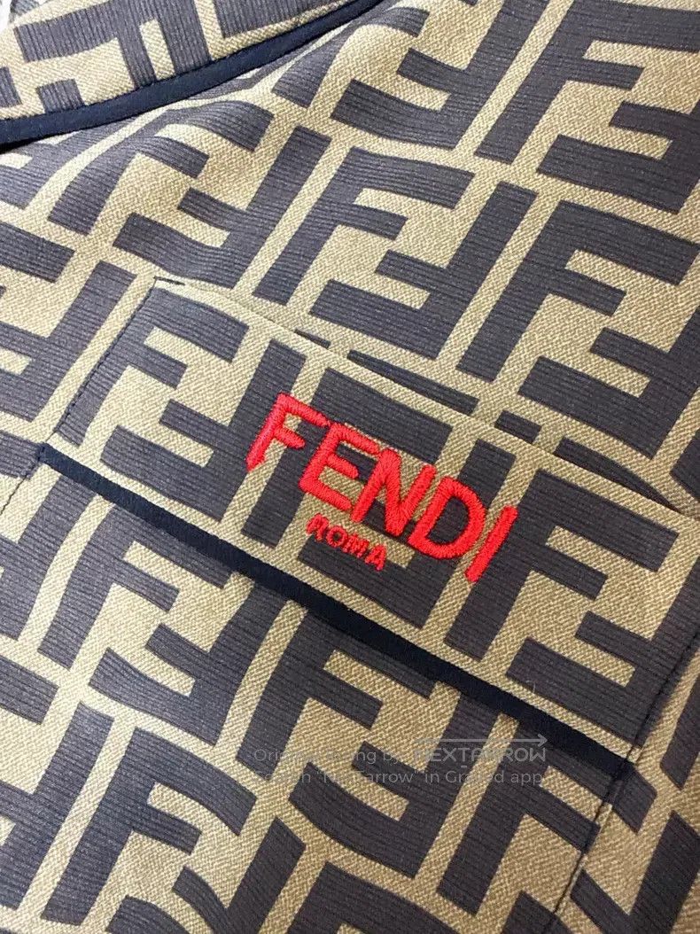 Fendi Fendi Dark Brown Double F Printed Silk Revere Collar Singl Size S / US 4 / IT 40 - 4 Thumbnail