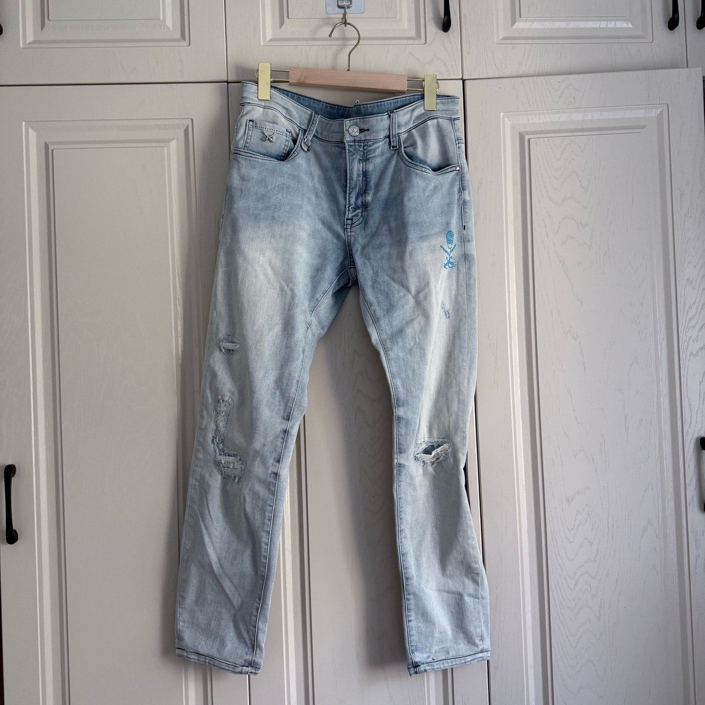 Mastermind Japan MMJ Jeans Skull Rhinestone Pockets Size 34" / US 12 / IT 48 - 1 Thumbnail