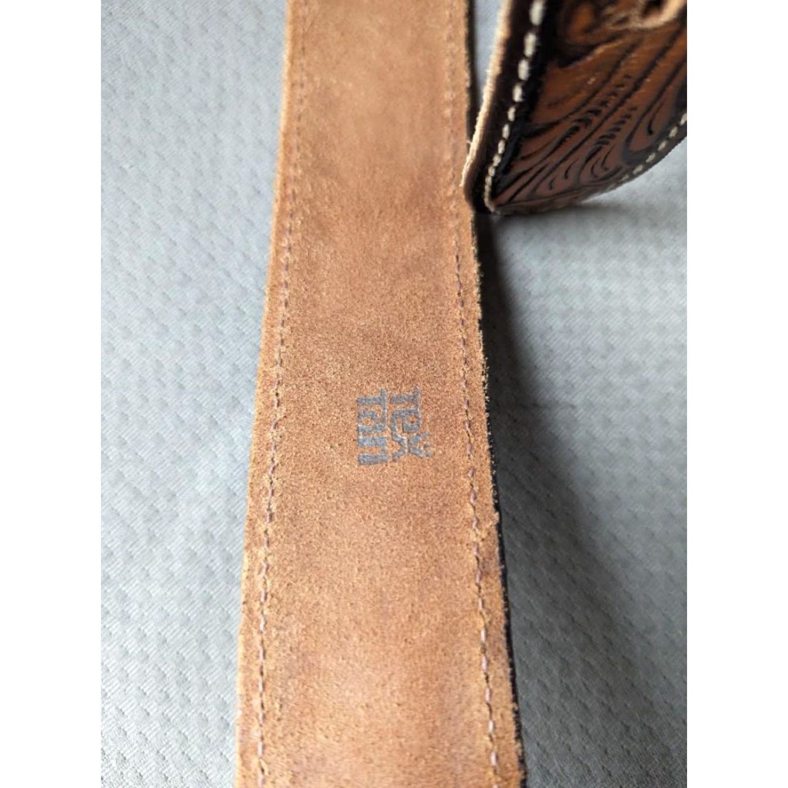 Vintage VINTAGE TEXTAN belt Buckle western leather full grain belt Men 30 Brown Western Mens 30 belt Size 30 - 5 Thumbnail
