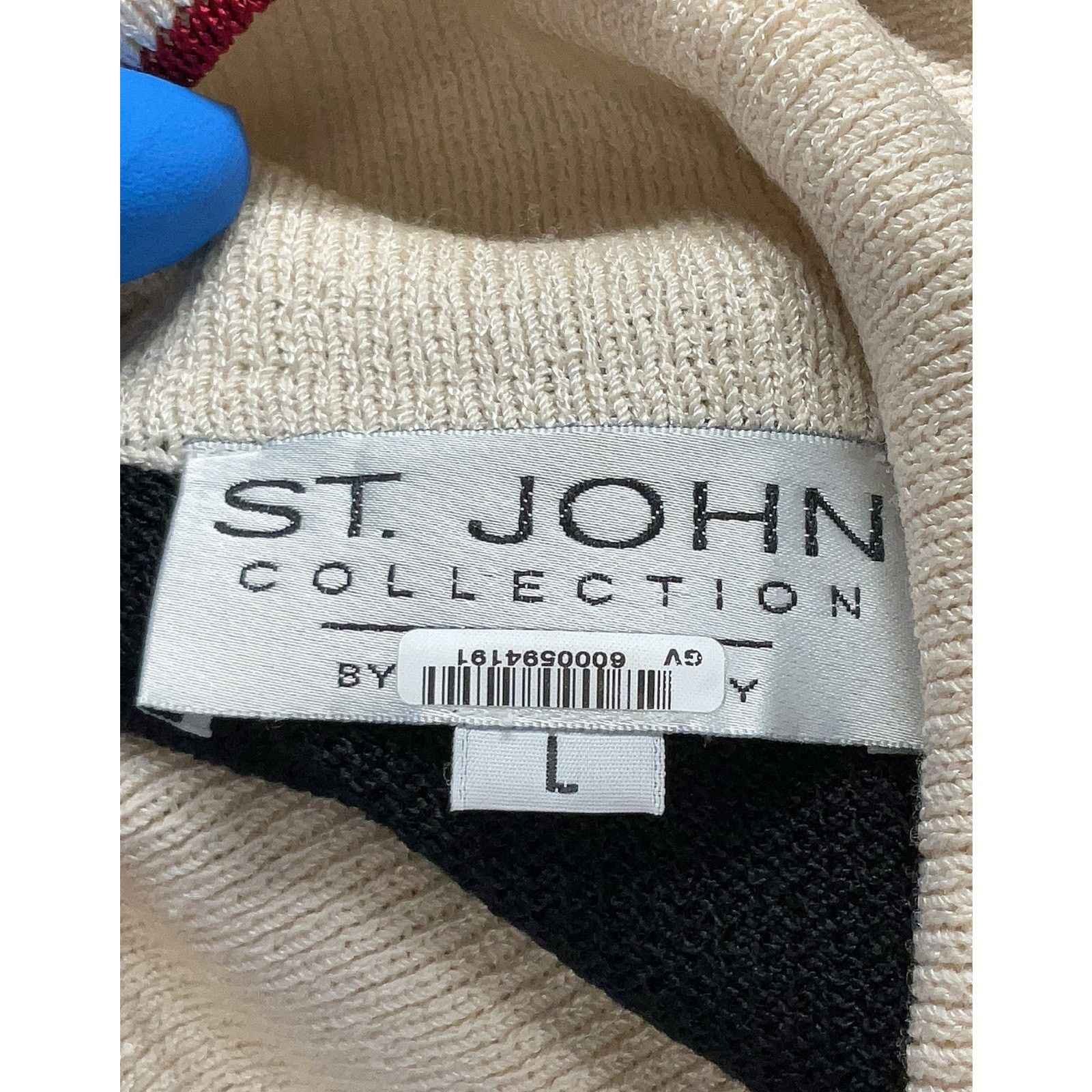 St. John VTG st John Collection Knit Short Sleeve Black Collared Top Size L / US 10 / IT 46 - 3 Thumbnail