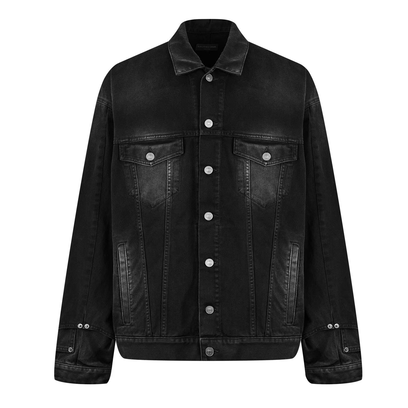 Balenciaga o1g2r1mq0226 Deconstructed Cotton Denim Jacket In Black Size US M / EU 48-50 / 2 - 1 Thumbnail
