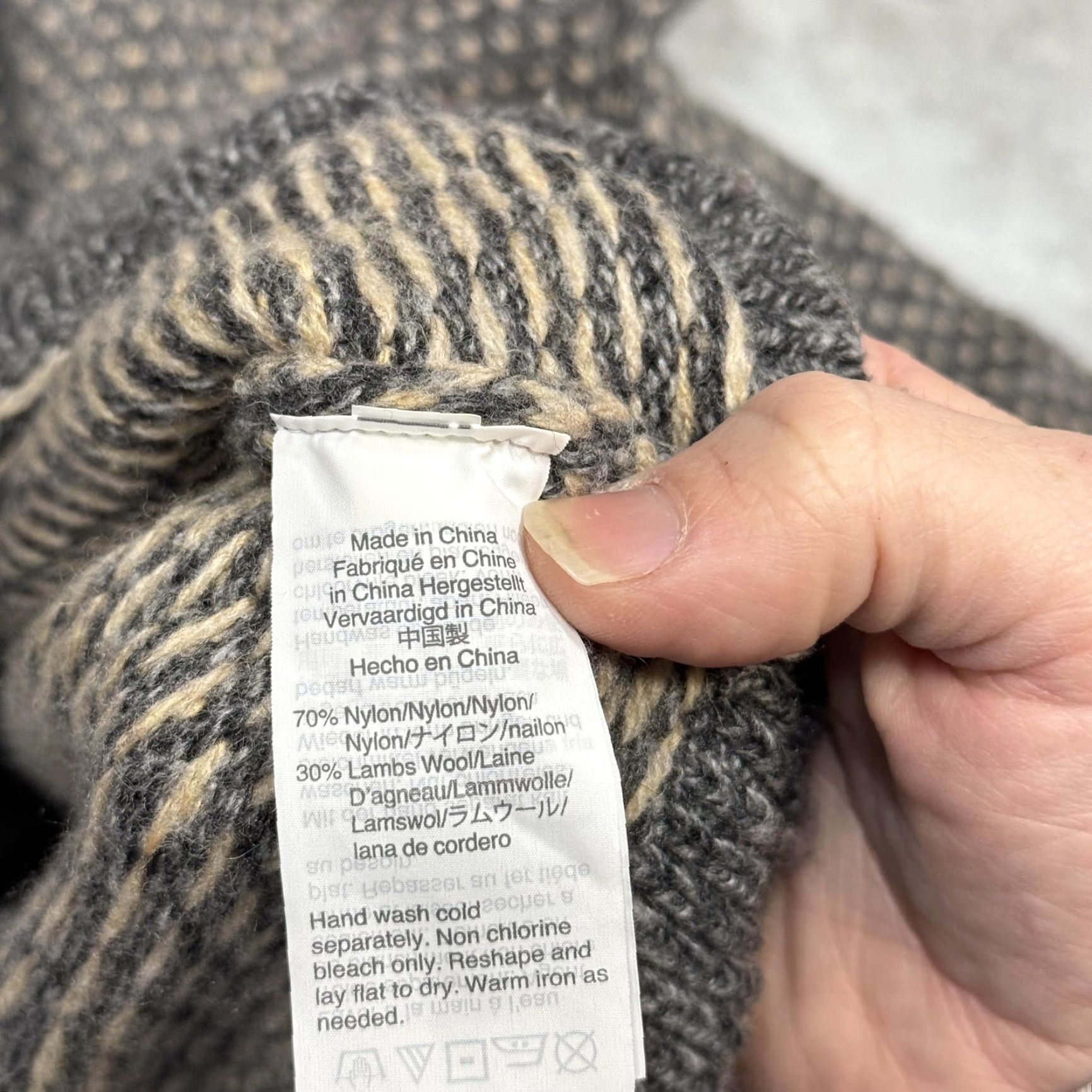 Vintage J. Crew Mercantile Sweater Mens Large Gray Fair Isle Hooded Knit Wool Pullover Size US L / EU 52-54 / 3 - 5 Thumbnail